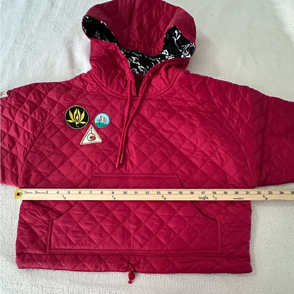 Desigual Women's Red Cropped Quilted Padded Hooded Jacket Size Small - Picture 11 of 12